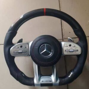Mercedes-AMG Carbon Fiber Sport Steering Wheel，compatible with multiple models such as Mercedes C-Class (W205), E-Class (W213), GLC (X253), GLE (W167), etc