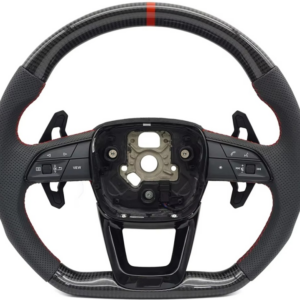 Custom Carbon Fiber Perforated Leather Sport Steering Wheel with Red Stripe for Audi A3 A4 A5 A6 Q3 Q5 & VW Models