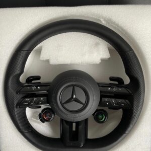 Mercedes-AMG "Track Edition" sports steering wheel, featuring dual-mode control knobs for enhanced performance, is engineered to fit a wide range of Mercedes-Benz models, including the C-Class (W205), E-Class (W213), GLC (X253), and GLE (W167).