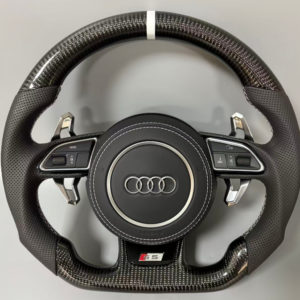 Custom Audi S/RS Style Carbon Fiber Perforated Leather Steering Wheel with Paddle Shifters for A3 A4 A5 A6 Q3 Q5 S/RS Models