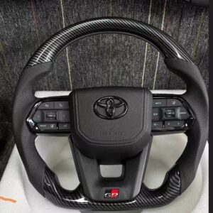 Toyota GR Carbon Fiber Sports Steering Wheel，Compatible models include Toyota GR Supra, GR Yaris, Land Cruiser, Prado, etc.