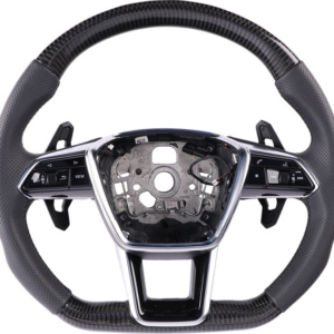 Custom Carbon Fiber Perforated Leather Sport Steering Wheel with Paddle Shifters for Audi A3 A4 A5 A6 Q3 Q5 & VW Models