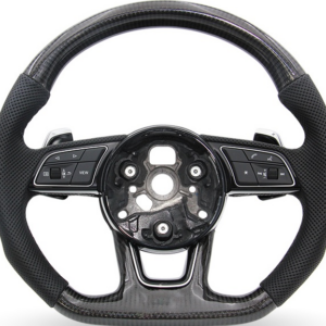 Custom Carbon Fiber Perforated Leather Steering Wheel with Paddle Shifters for Audi A3 A4 A5 A6 Q3 Q5 RS Models